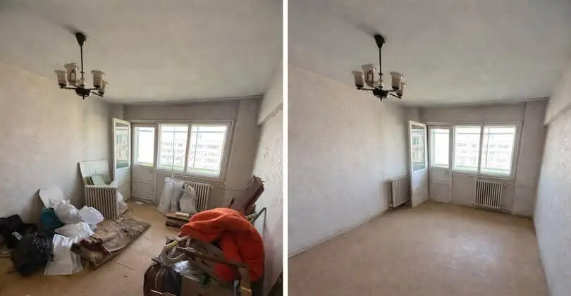 Vide maison chambre avant apres